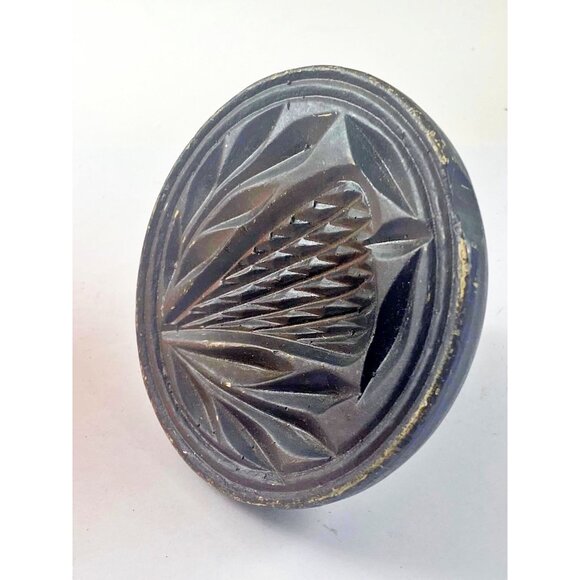 Antique Thistle Butter Print Press Mold Stylized Hand Carved Primitive - Picture 6 of 6